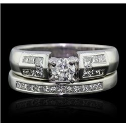 Platinum 0.94ctw Diamond Ring Wedding Set