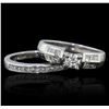 Image 2 : Platinum 0.94ctw Diamond Ring Wedding Set