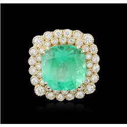 14KT Yellow Gold GIA Certified 28.07ct Emerald and Diamond Ring