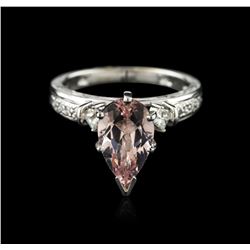 14KT White Gold 2.23ct Morganite and Diamond Ring