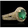 Image 2 : 14KT Yellow Gold 2.05ct Emerald and Diamond Ring