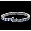 Image 2 : 14.82ctw Blue Sapphire and Diamond Bracelet - 14KT White Gold