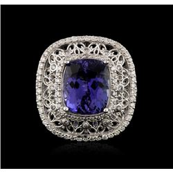 14KT White Gold 5.29ct Tanzanite and Diamond Ring