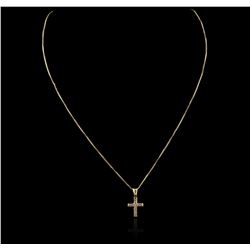 14KT Yellow Gold 0.10ctw Diamond Cross Pendant With Chain