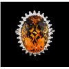 Image 1 : 14KT White Gold 12.00ct Citrine and Diamond Ring