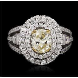 14KT White Gold 1.24ct I-1/Light Yellow GIA Cert Diamond Ring