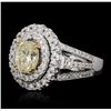 Image 2 : 14KT White Gold 1.24ct I-1/Light Yellow GIA Cert Diamond Ring