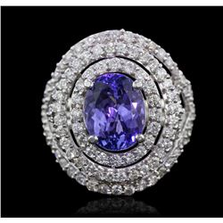 14KT White Gold 3.82ct Tanzanite and Diamond Ring