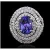 Image 1 : 14KT White Gold 3.82ct Tanzanite and Diamond Ring