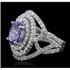 Image 2 : 14KT White Gold 3.82ct Tanzanite and Diamond Ring