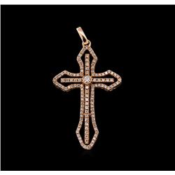 0.48ctw Diamond Cross Pendant - 14KT Rose Gold