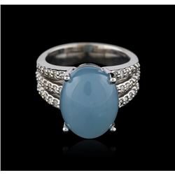 14KT White Gold 9.54ct Aquamarine and Diamond Ring