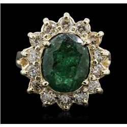 14KT Yellow Gold 2.59ct Emerald and Diamond Ring