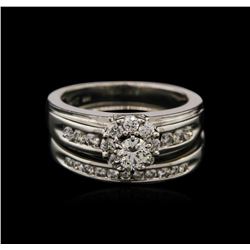 0.73ctw Diamond Wedding Ring Set - 14KT White Gold