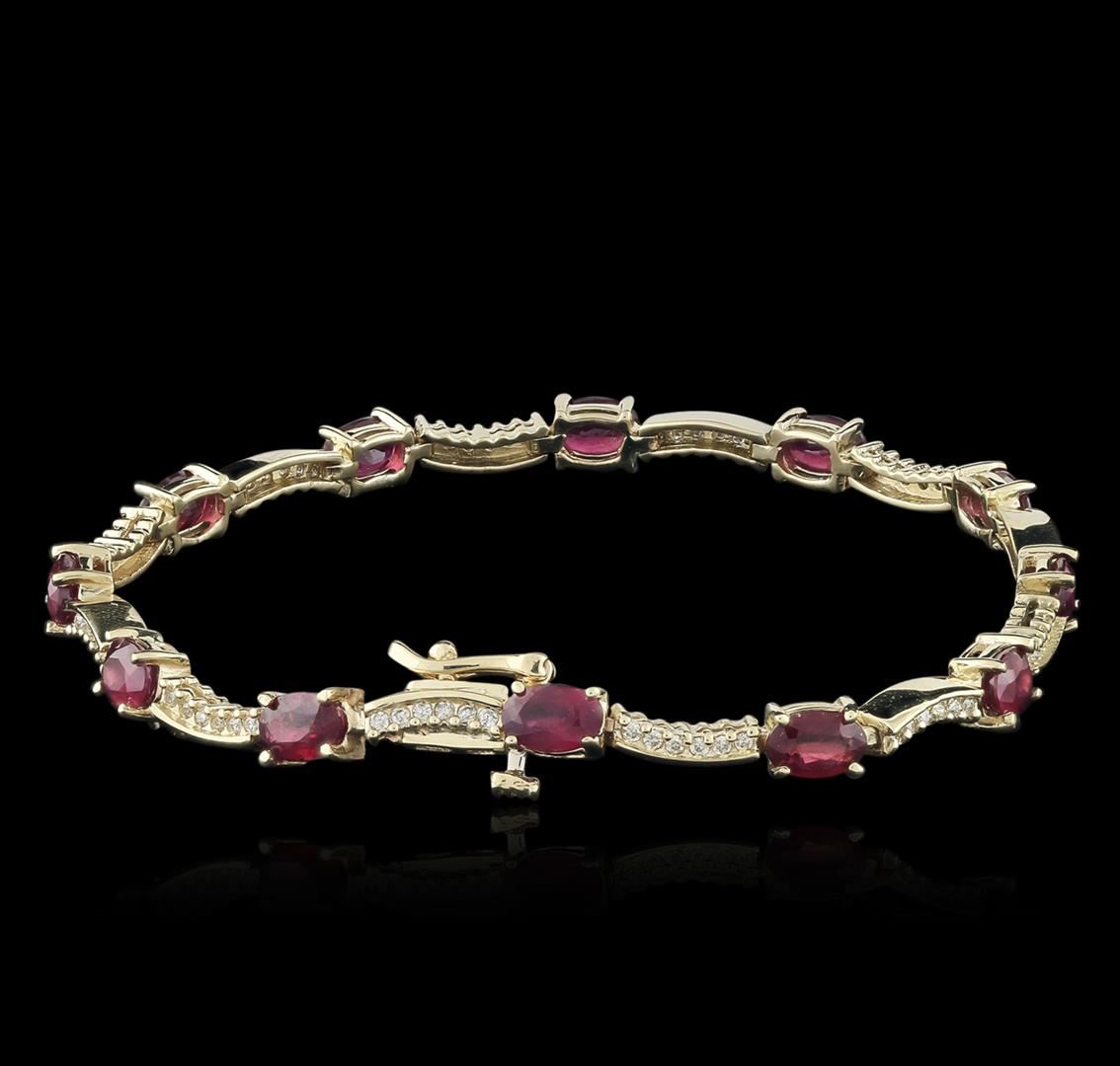 14KT Yellow Gold 7.45ctw Ruby and Diamond Bracelet