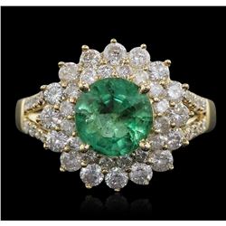 14KT Yellow Gold 1.75ct Emerald and Diamond Ring