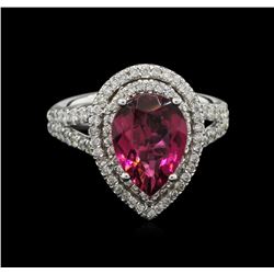 2.65ct Rubellite and Diamond Ring - 14KT White Gold