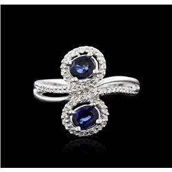 14KT White Gold 0.92ct Sapphire and Diamond Ring