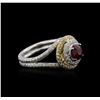 Image 2 : 18KT Two-Tone Gold 1.01ct Ruby and Diamond Ring