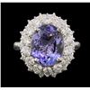 Image 1 : 14KT White Gold 4.34ct Tanzanite and Diamond Ring