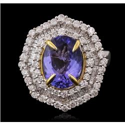 14KT Two-Tone Gold 2.63ct Tanzanite and Diamond Ring