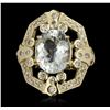 Image 1 : 14KT Yellow Gold 5.78ct Aquamarine and Diamond Ring