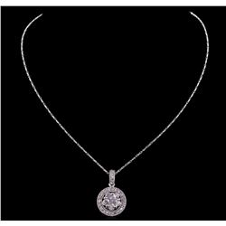 14KT White Gold 1.07ctw Diamond Pendant With Chain