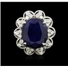 Image 1 : 14KT White Gold 10.12ct Sapphire and Diamond Ring