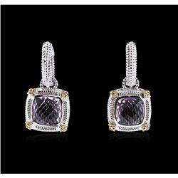 Sterling Silver 6.30ctw Amethyst and Diamond Earrings