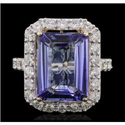 14KT Yellow Gold 6.93ct Tanzanite and Diamond Ring