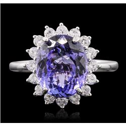 14KT White Gold 4.50ct Tanzanite and Diamond Ring