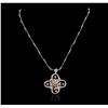 Image 1 : 14KT Two-Tone Gold 1.48ctw Diamond Pendant With Chain