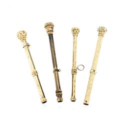 10KT Yellow Gold Multi Gemstone Propelling Pencil Set