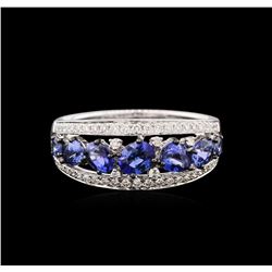 1.39ctw Sapphire and Diamond Ring - 18KT White Gold