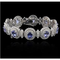 14KT White Gold 11.11ctw Tanzanite and Diamond Bracelet