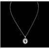 Image 1 : 14KT White Gold 11.23ct Aquamarine, Ruby and Diamond Pendant With Chain