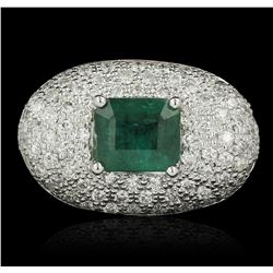 14KT White Gold 4.64ct Emerald and Diamond Ring