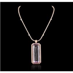 14KT Rose Gold GIA Certified 162.70ct Kunzite and Diamond Pendant With Chain