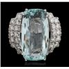 Image 1 : 14KT White Gold GIA Certified 15.62ct Aquamarine and Diamond Ring