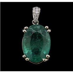 14KT Two-Tone Gold 6.80ct Emerald and Diamond Pendant