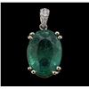 Image 1 : 14KT Two-Tone Gold 6.80ct Emerald and Diamond Pendant