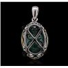 Image 2 : 14KT Two-Tone Gold 6.80ct Emerald and Diamond Pendant