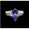 Image 1 : 2.75ct Tanzanite and Diamond Ring - Platinum