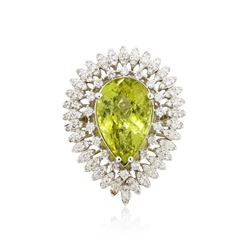 18KT White Gold 13.34ct Peridot and Diamond Ring