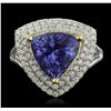 Image 1 : 14KT Two-Tone Gold 4.61ct Tanzanite and Diamond Ring