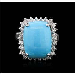 14KT White Gold 8.79ct Turquoise and Diamond Ring