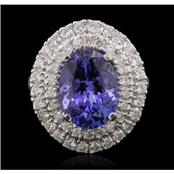 14KT White Gold 5.02ct Tanzanite and Diamond Ring