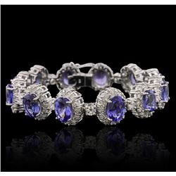 14KT White Gold 24.72ctw Tanzanite and Diamond Bracelet