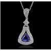 Image 1 : 14KT White Gold 7.37ct Tanzanite and Diamond Pendant With Chain