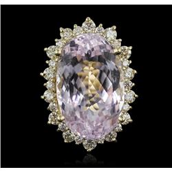 14KT Yellow Gold GIA Certified 37.12ct Kunzite and Diamond Ring